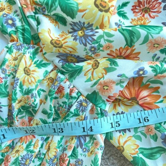 For Love and Lemons Rosalyn Floral Ruffle Mini Dress in Green XXS Cottagecore - Picture 12 of 13